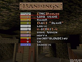 Lord Quake's rankings