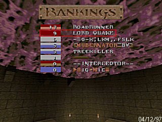 Lord Quake's rankings